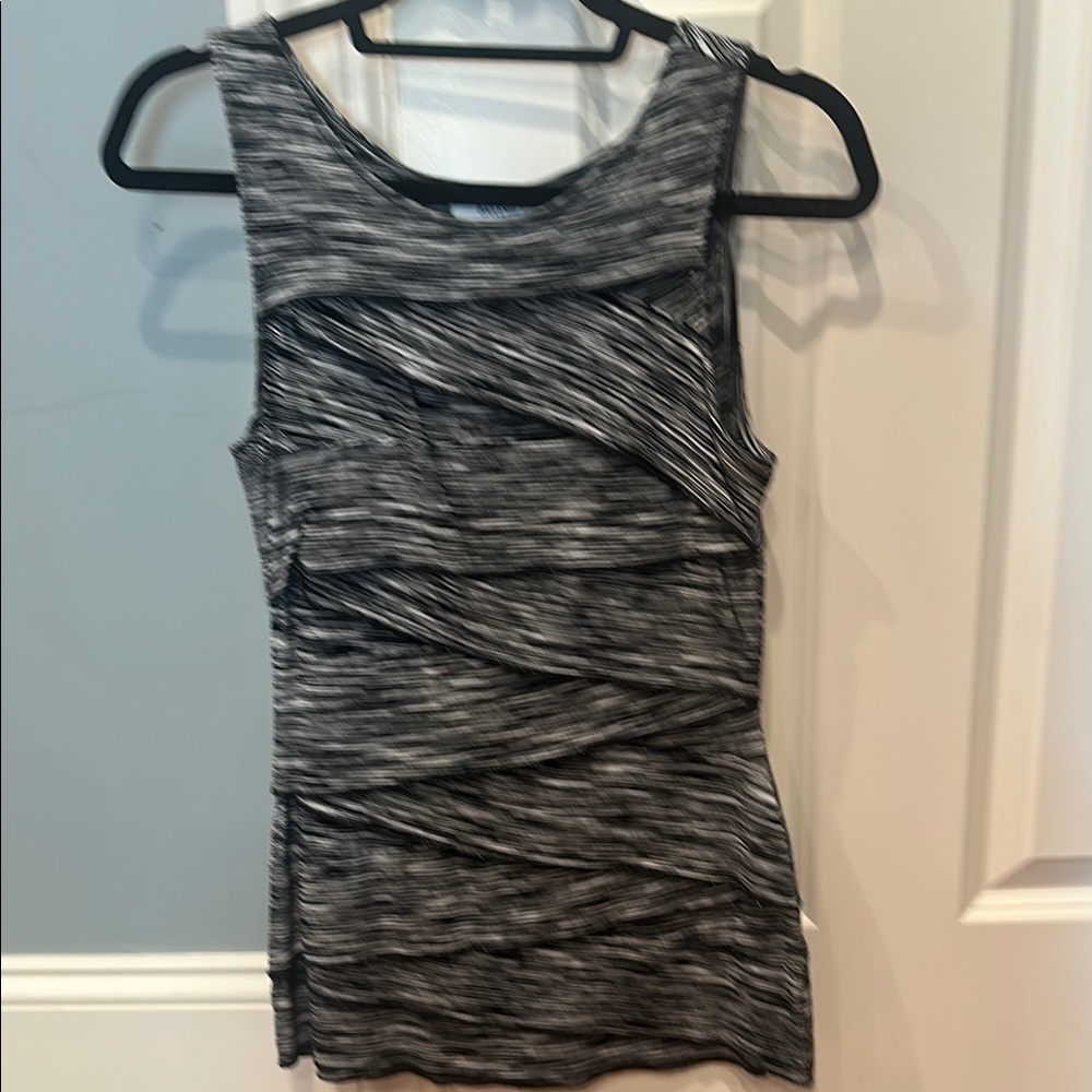 Bailey 44 Black and white Ruched Sleeveless Tank Top